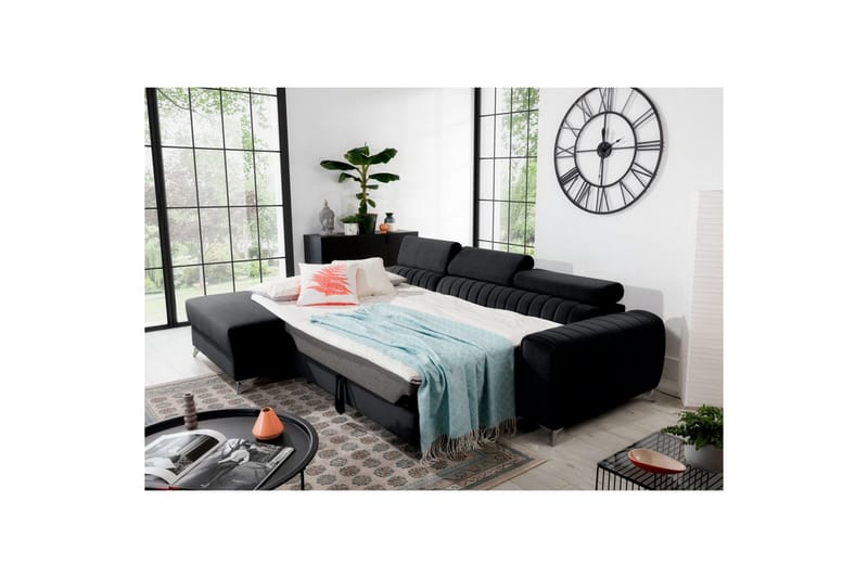 Seksjonssofa Eltap Grayson 278x205x92 cm - Loco 10, Svart, Venstre - Møbler - Sofaer - Sovesofaer - Sovesofa divan
