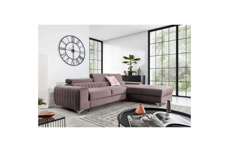 Seksjonssofa Eltap Grayson 278x205x92 cm - Loco 24, Rosa, Høyre - Møbler - Sofaer - Sovesofaer - Sovesofa divan