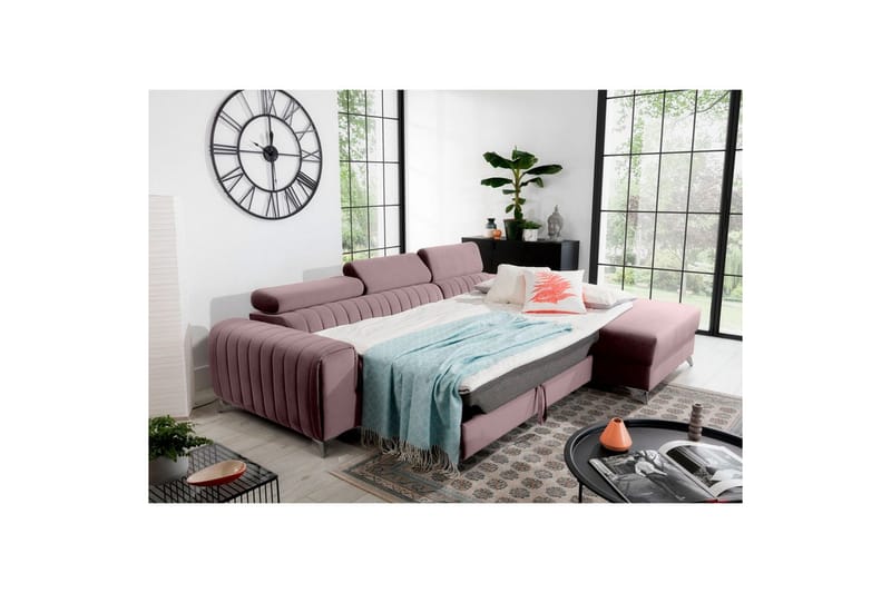 Seksjonssofa Eltap Grayson 278x205x92 cm - Loco 24, Rosa, Høyre - Møbler - Sofaer - Sovesofaer - Sovesofa divan