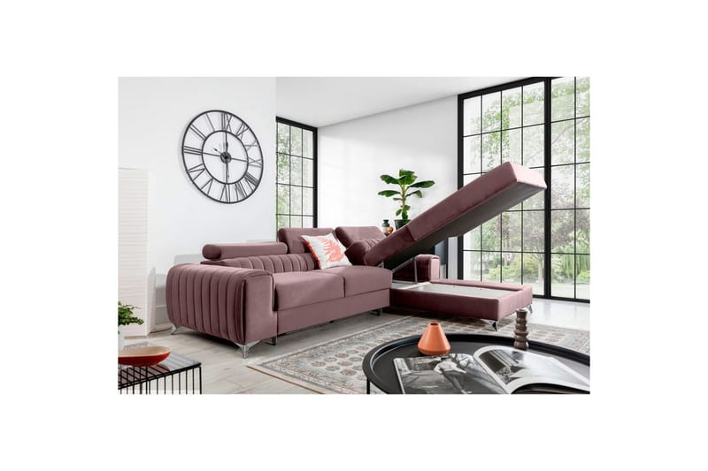 Seksjonssofa Eltap Grayson 278x205x92 cm - Loco 24, Rosa, Høyre - Møbler - Sofaer - Sovesofaer - Sovesofa divan