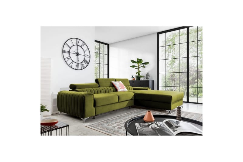 Seksjonssofa Eltap Grayson 278x205x92 cm - Loco 33, Grønn, Høyre - Møbler - Sofaer - Sovesofaer - Sovesofa divan