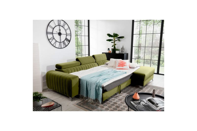 Seksjonssofa Eltap Grayson 278x205x92 cm - Loco 33, Grønn, Høyre - Møbler - Sofaer - Sovesofaer - Sovesofa divan