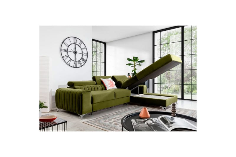 Seksjonssofa Eltap Grayson 278x205x92 cm - Loco 33, Grønn, Høyre - Møbler - Sofaer - Sovesofaer - Sovesofa divan