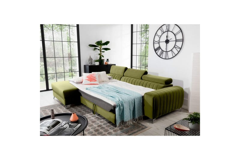 Seksjonssofa Eltap Grayson 278x205x92 cm - Loco 33, Grønn, Venstre - Møbler - Sofaer - Sovesofaer - Sovesofa divan