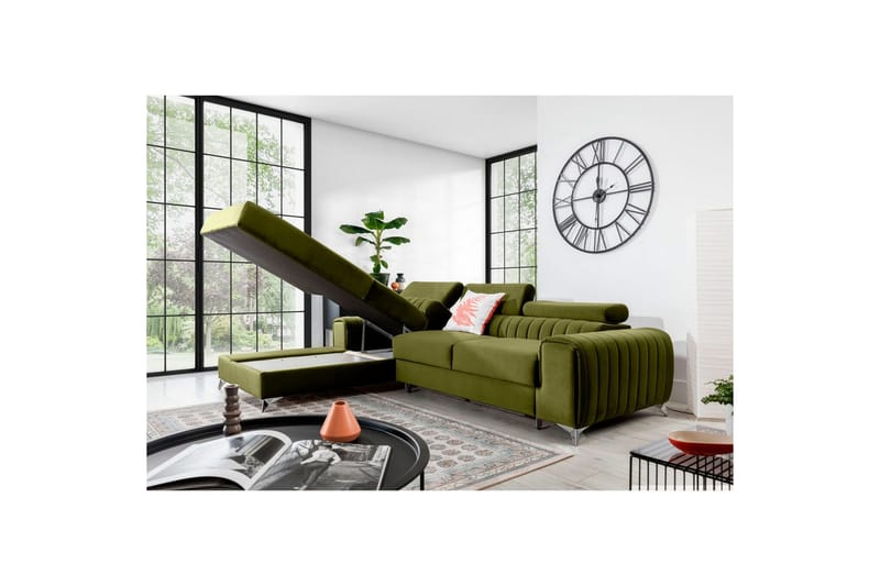 Seksjonssofa Eltap Grayson 278x205x92 cm - Loco 33, Grønn, Venstre - Møbler - Sofaer - Sovesofaer - Sovesofa divan