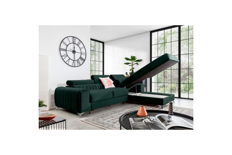 Seksjonssofa Eltap Grayson 278x205x92 cm - Loco 35, Mørk Grønn, Høyre - Møbler - Sofaer - Sovesofaer - Sovesofa divan