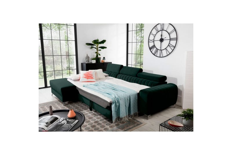 Seksjonssofa Eltap Grayson 278x205x92 cm - Loco 35, Mørk Grønn, Venstre - Møbler - Sofaer - Sovesofaer - Sovesofa divan