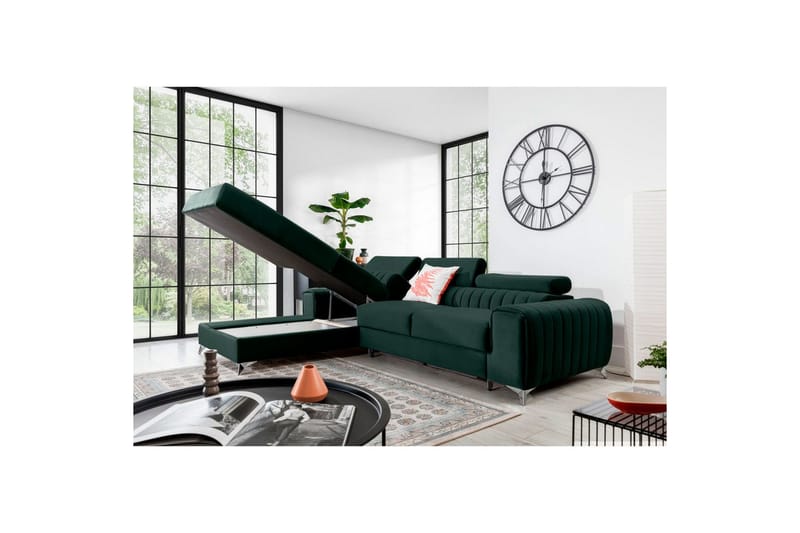 Seksjonssofa Eltap Grayson 278x205x92 cm - Loco 35, Mørk Grønn, Venstre - Møbler - Sofaer - Sovesofaer - Sovesofa divan