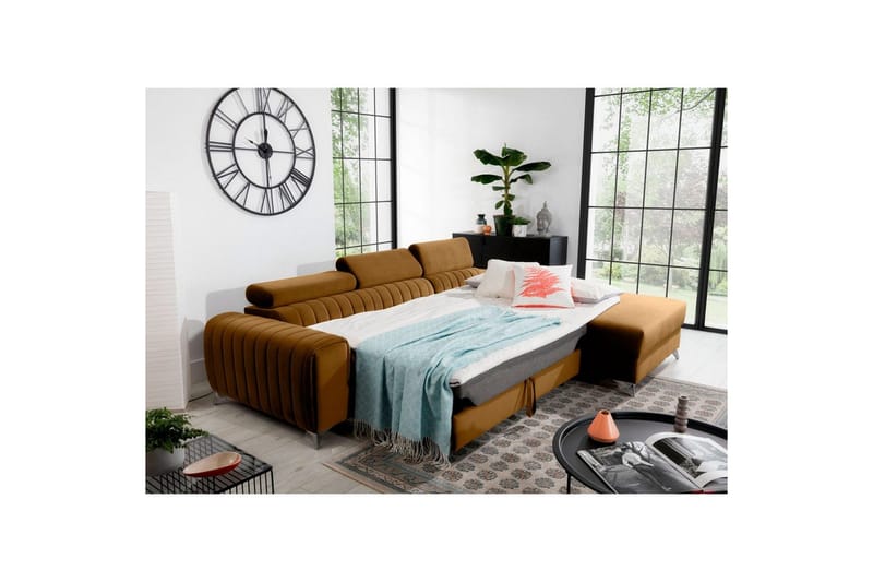 Seksjonssofa Eltap Grayson 278x205x92 cm - Loco 45, Gul, Høyre - Møbler - Sofaer - Sovesofaer - Sovesofa divan