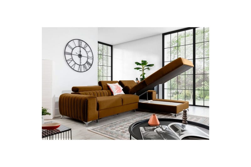 Seksjonssofa Eltap Grayson 278x205x92 cm - Loco 45, Gul, Høyre - Møbler - Sofaer - Sovesofaer - Sovesofa divan