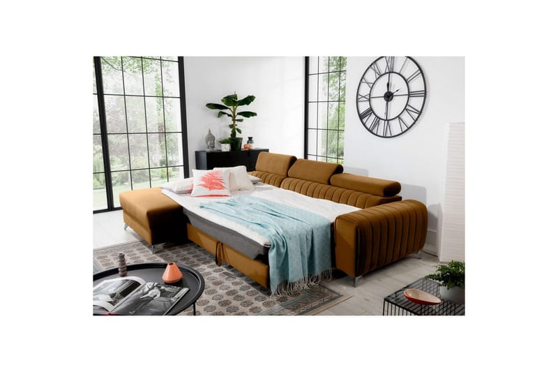 Seksjonssofa Eltap Grayson 278x205x92 cm - Loco 45, Gul, Venstre - Møbler - Sofaer - Sovesofaer - Sovesofa divan