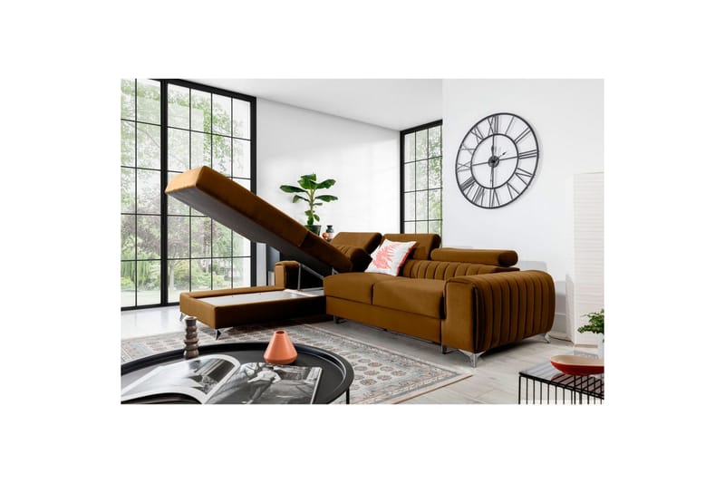 Seksjonssofa Eltap Grayson 278x205x92 cm - Loco 45, Gul, Venstre - Møbler - Sofaer - Sovesofaer - Sovesofa divan