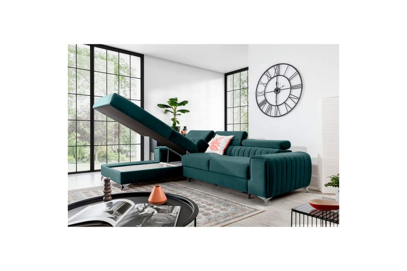 Seksjonssofa Eltap Grayson 278x205x92 cm - Monolith 76, Blå, Venstre - Møbler - Sofaer - Sovesofaer - Sovesofa divan