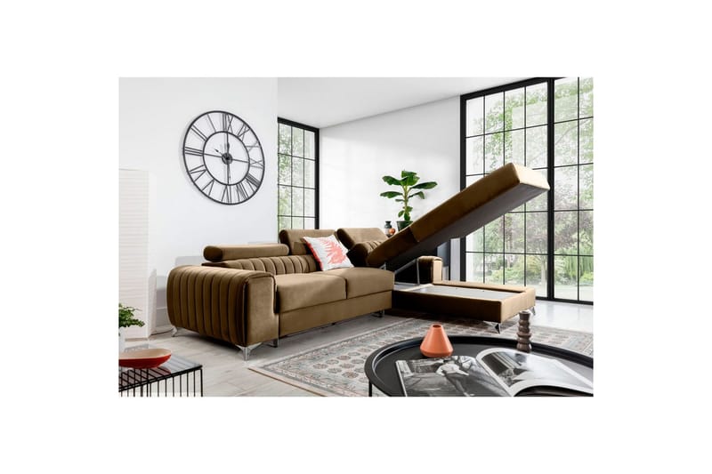 Seksjonssofa Eltap Grayson 278x205x92 cm - Nube 20, Beige, Høyre - Møbler - Sofaer - Sovesofaer - Sovesofa divan