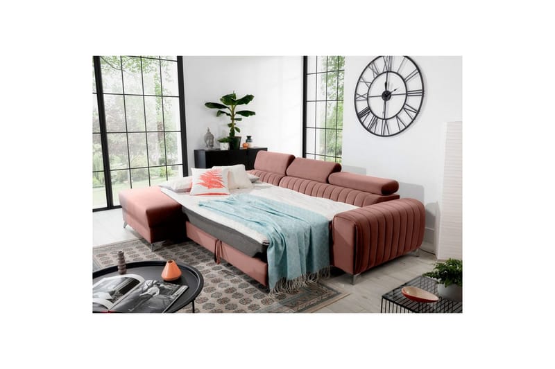Seksjonssofa Eltap Grayson 278x205x92 cm - Nube 24, Rosa, Venstre - Møbler - Sofaer - Sovesofaer - Sovesofa divan