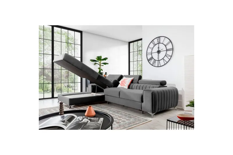 Seksjonssofa Eltap Grayson 278x205x92 cm - Nube 3, Lys Grå, Venstre - Møbler - Sofaer - Sovesofaer - Sovesofa divan