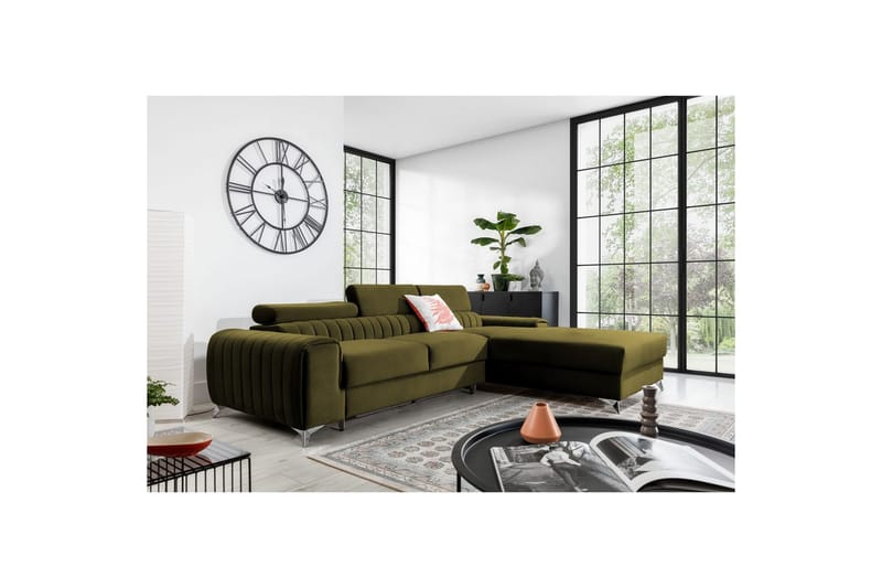 Seksjonssofa Eltap Grayson 278x205x92 cm - Nube 33, Grønn, Høyre - Møbler - Sofaer - Sovesofaer - Sovesofa divan