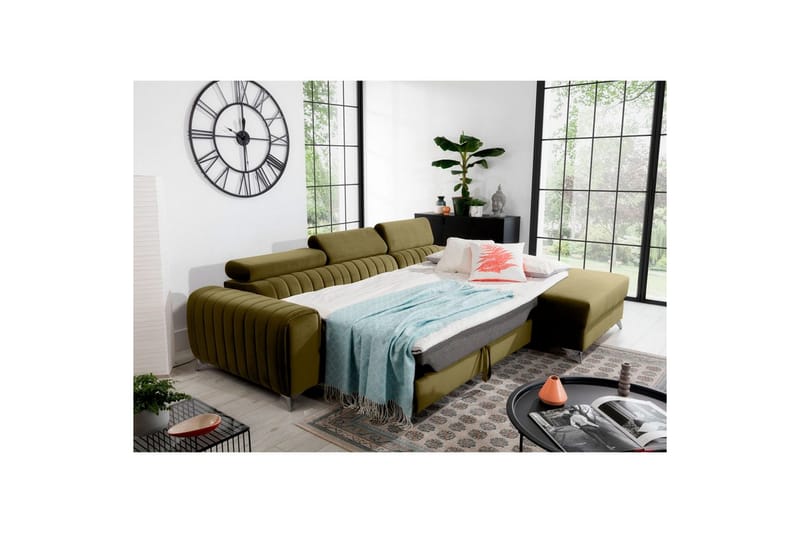 Seksjonssofa Eltap Grayson 278x205x92 cm - Nube 33, Grønn, Høyre - Møbler - Sofaer - Sovesofaer - Sovesofa divan