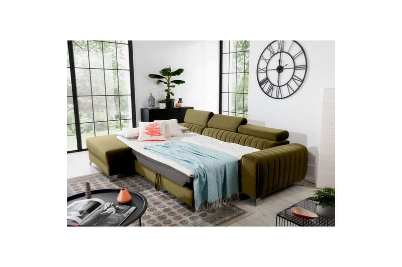 Seksjonssofa Eltap Grayson 278x205x92 cm - Nube 33, Grønn, Venstre - Møbler - Sofaer - Sovesofaer - Sovesofa divan