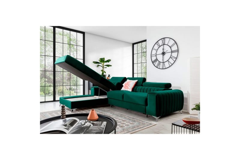 Seksjonssofa Eltap Grayson 278x205x92 cm - Nube 35, Grønn, Venstre - Møbler - Sofaer - Sovesofaer - Sovesofa divan
