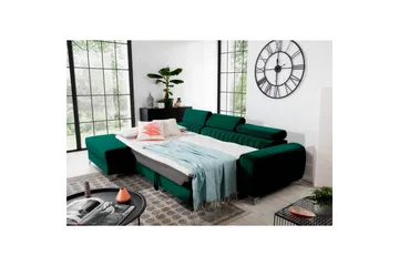 Seksjonssofa Eltap Grayson 278x205x92 cm - Nube 35, Grønn, Venstre - Møbler - Sofaer - Sovesofaer - Sovesofa divan