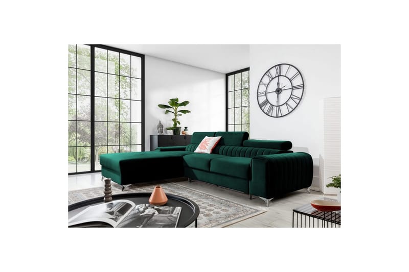 Seksjonssofa Eltap Grayson 278x205x92 cm - Nube 35, Grønn, Venstre - Møbler - Sofaer - Sovesofaer - Sovesofa divan