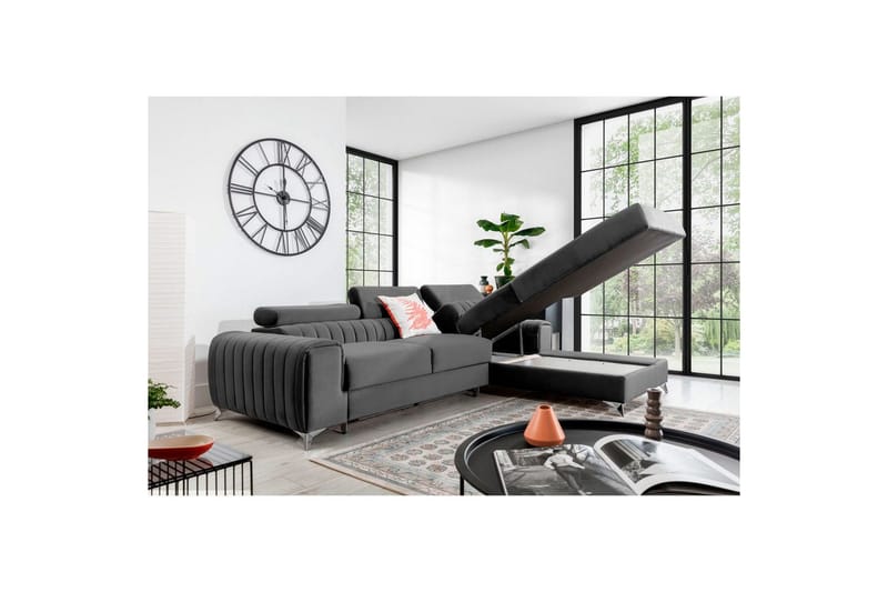 Seksjonssofa Eltap Grayson 278x205x92 cm - Nube 4, Lys Grå, Høyre - Møbler - Sofaer - Sovesofaer - Sovesofa divan