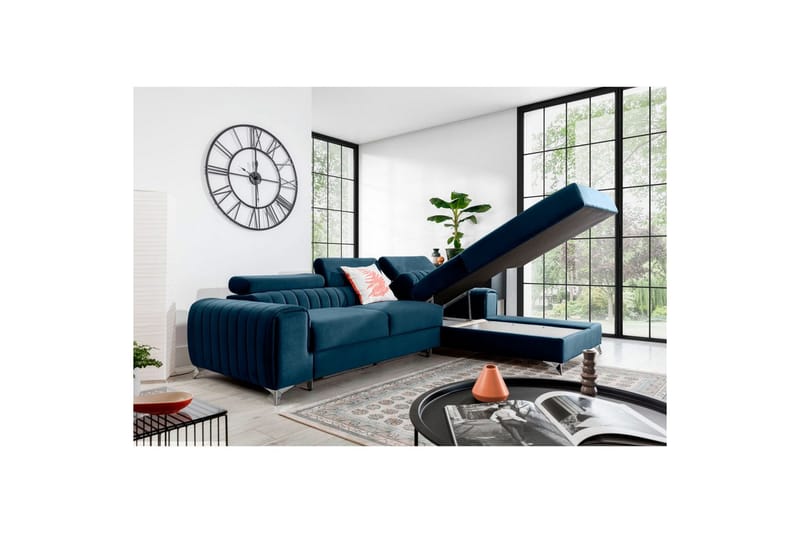 Seksjonssofa Eltap Grayson 278x205x92 cm - Nube 40, Blå, Høyre - Møbler - Sofaer - Sovesofaer - Sovesofa divan