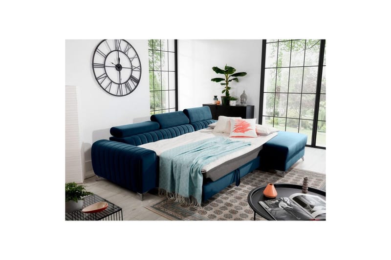 Seksjonssofa Eltap Grayson 278x205x92 cm - Nube 40, Blå, Høyre - Møbler - Sofaer - Sovesofaer - Sovesofa divan