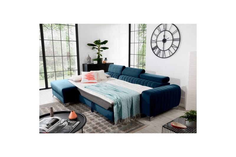 Seksjonssofa Eltap Grayson 278x205x92 cm - Nube 40, Blå, Venstre - Møbler - Sofaer - Sovesofaer - Sovesofa divan