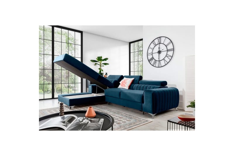 Seksjonssofa Eltap Grayson 278x205x92 cm - Nube 40, Blå, Venstre - Møbler - Sofaer - Sovesofaer - Sovesofa divan