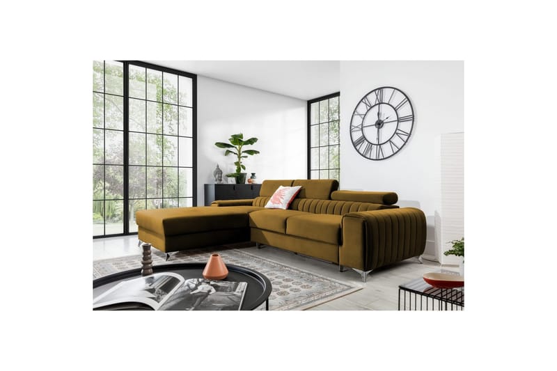 Seksjonssofa Eltap Grayson 278x205x92 cm - Nube 45, Gul, Venstre - Møbler - Sofaer - Sovesofaer - Sovesofa divan