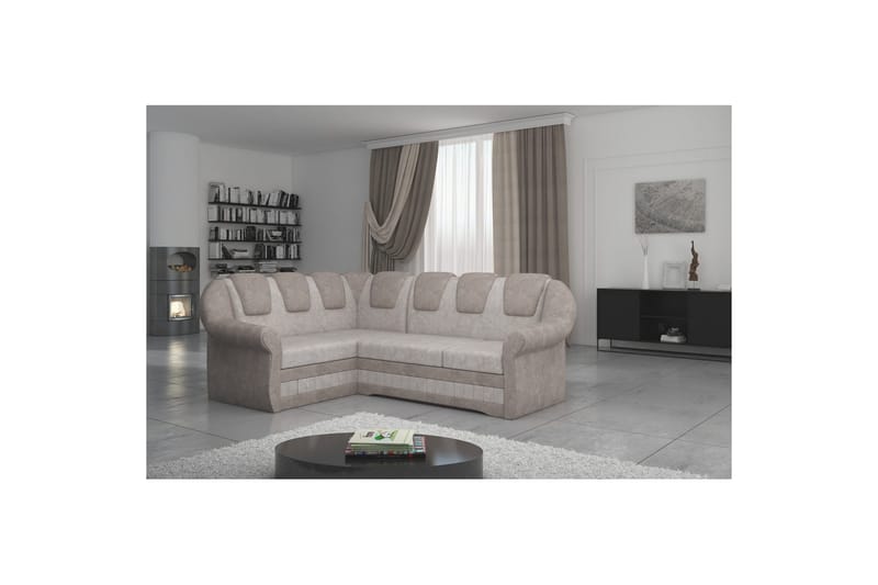 Seksjonssofa Eltap Lord II 243x195x112 cm - Dora 21, Dora 22, Beige, Brun, Venstre - Møbler - Sofaer - Sovesofaer - Hjørnesovesofa