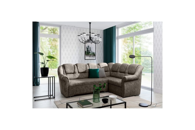 Seksjonssofa Eltap Lord II 243x195x112 cm - Dora 22, Brun, Høyre - Møbler - Sofaer - Sovesofaer - Hjørnesovesofa
