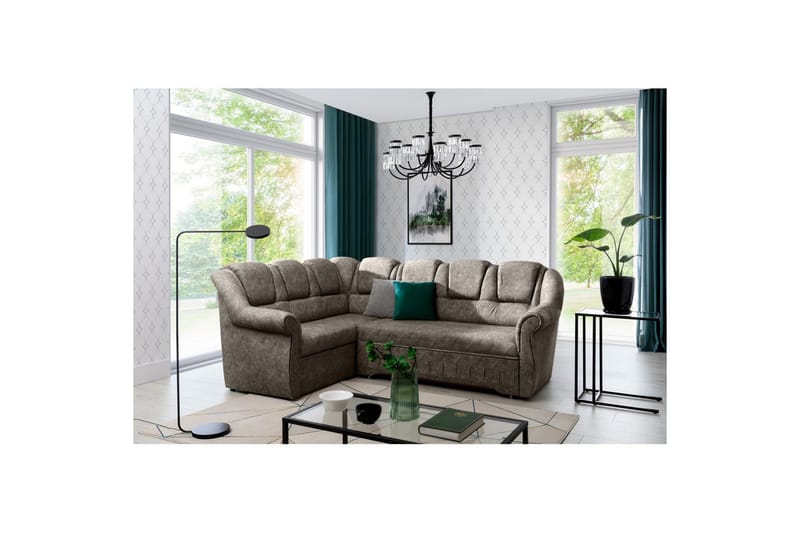 Seksjonssofa Eltap Lord II 243x195x112 cm - Dora 22, Brun, Venstre - Møbler - Sofaer - Sovesofaer - Hjørnesovesofa