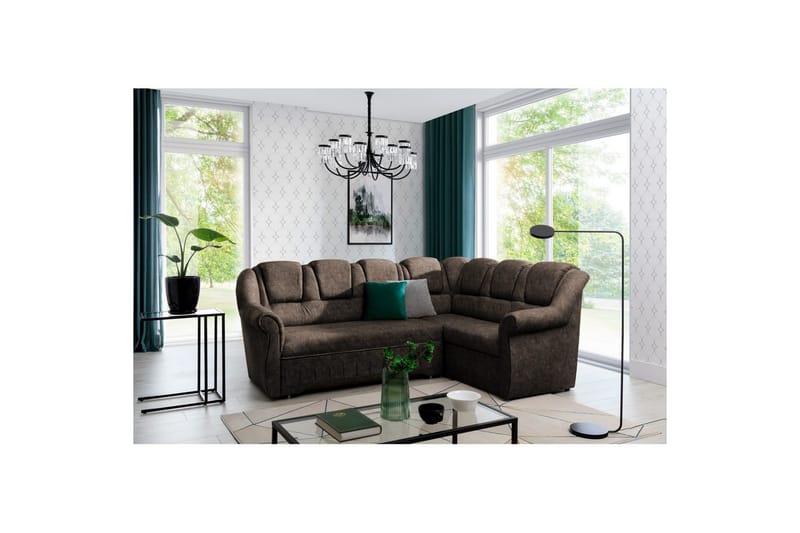 Seksjonssofa Eltap Lord II 243x195x112 cm - Dora 28, Mørkebrun, Høyre - Møbler - Sofaer - Sovesofaer - Hjørnesovesofa