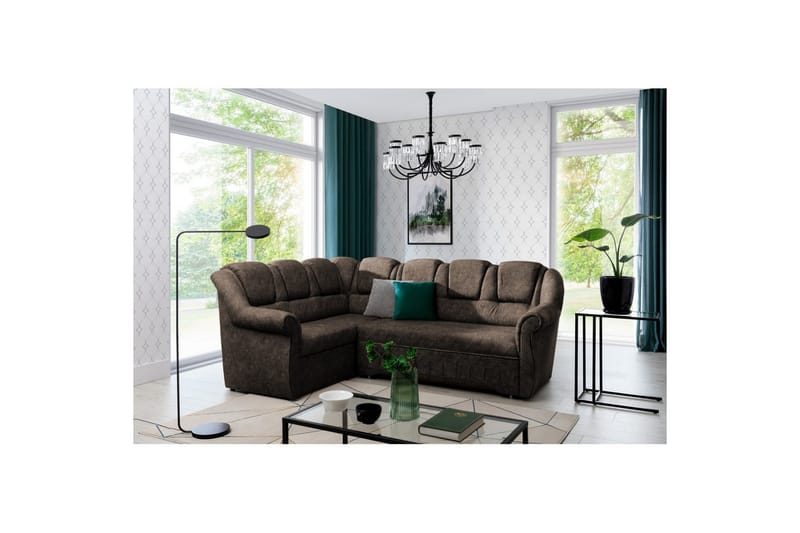 Seksjonssofa Eltap Lord II 243x195x112 cm - Dora 28, Mørkebrun, Venstre - Møbler - Sofaer - Sovesofaer - Hjørnesovesofa