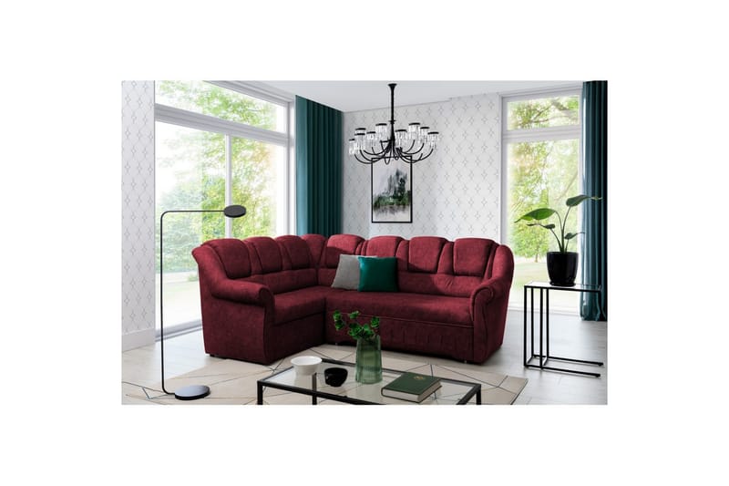 Seksjonssofa Eltap Lord II 243x195x112 cm - Dora 63, Rød, Venstre - Møbler - Sofaer - Sovesofaer - Hjørnesovesofa