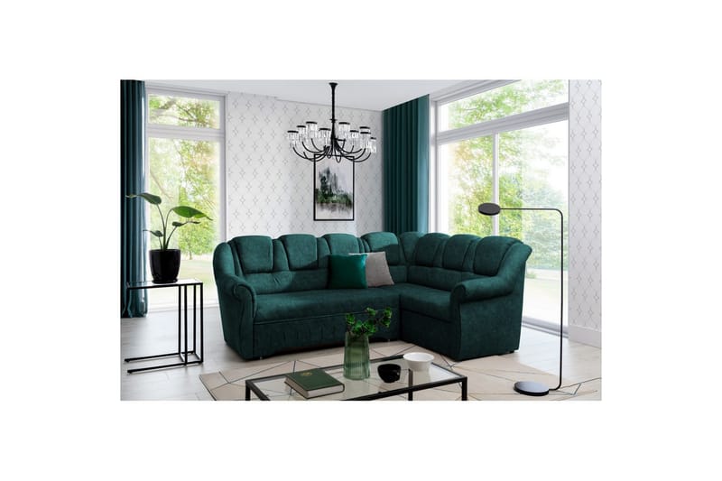 Seksjonssofa Eltap Lord II 243x195x112 cm - Dora 85, Mørk grønn, Høyre - Møbler - Sofaer - Sovesofaer - Hjørnesovesofa