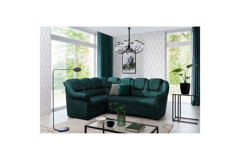 Seksjonssofa Eltap Lord II 243x195x112 cm - Dora 85, Mørk grønn, Venstre - Møbler - Sofaer - Sovesofaer - Hjørnesovesofa
