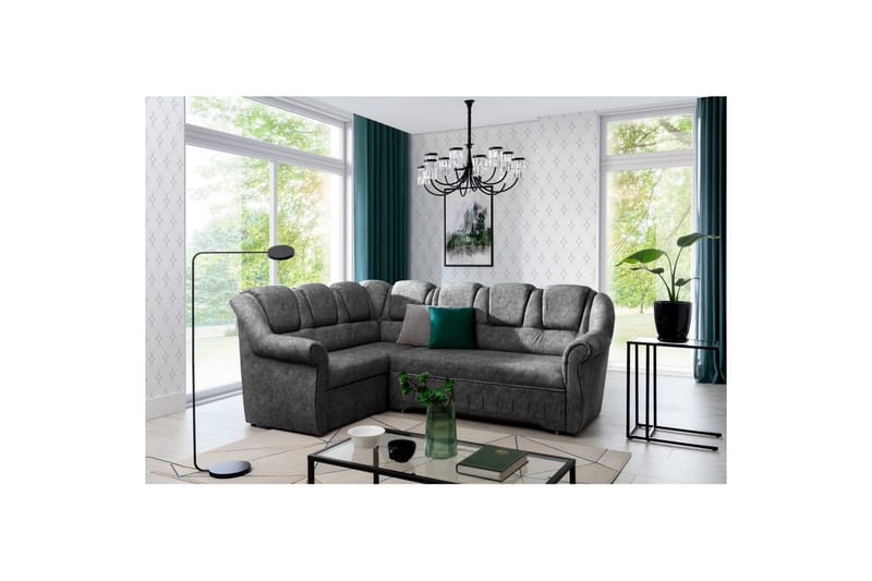 Seksjonssofa Eltap Lord II 243x195x112 cm - Dora 90, Grå, Venstre - Møbler - Sofaer - Sovesofaer - Hjørnesovesofa
