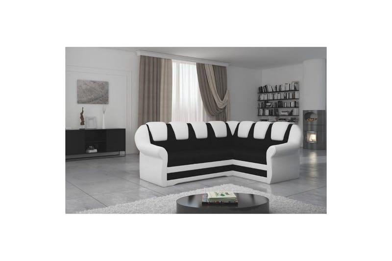 Seksjonssofa Eltap Lord II 243x195x112 cm, Sawana 14, Soft 17, Svart, Hvit, Høyre