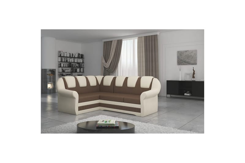Seksjonssofa Eltap Lord II 243x195x112 cm - Soft 15, Soft 33, Brun, Beige, Venstre - Møbler - Sofaer - Sovesofaer - Hjørnesovesofa