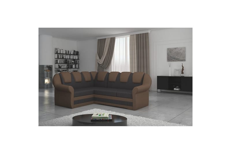Seksjonssofa Eltap Lord II 243x195x112 cm - Soft 66, Soft 15, Mørk brun, Svart, Venstre - Møbler - Sofaer - Sovesofaer - Hjørnesovesofa