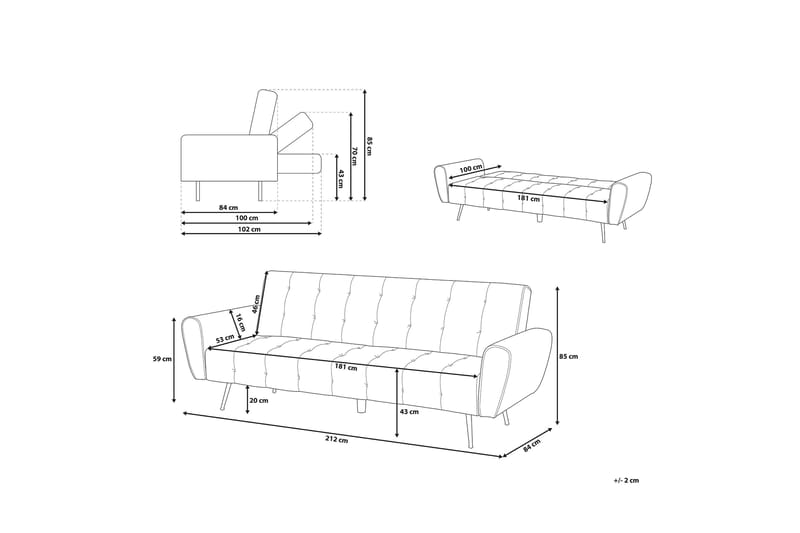 Selnes Sovesofa 212 cm - Grønn - Møbler - Sofaer - Sovesofaer - Langsgående sovesofa