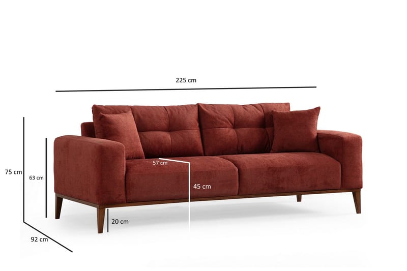 Sinor 4-seters Sovesofa - Rød - Møbler - Sofaer - Sovesofaer - 4 seters sovesofa