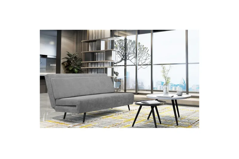 Sjeselong Mallory Antrasitt, Lin stoff/metall/tre - Antrasitt, Lin stoff/metall/tre - Møbler - Sofaer - Sovesofaer - 2 seters sovesofa