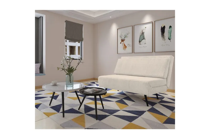 Sjeselong Mallory Krem, Cordfløyel/Metall/Tre - Krem, Cordfløyel/Metall/Tre - Møbler - Sofaer - Sovesofaer - 2 seters sovesofa