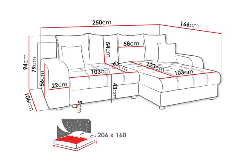 Smolmark Sovesofa med Sjeselong 3-seter - Beige - Møbler - Sofaer - Sovesofaer - Sovesofa divan