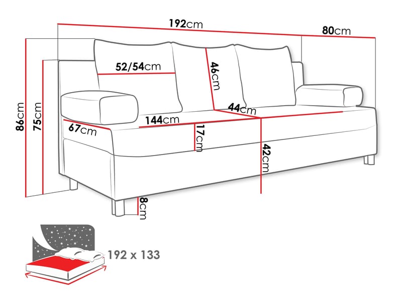 sofa Dover Poso 03 - Møbler - Sofaer - Sovesofaer - Langsgående sovesofa